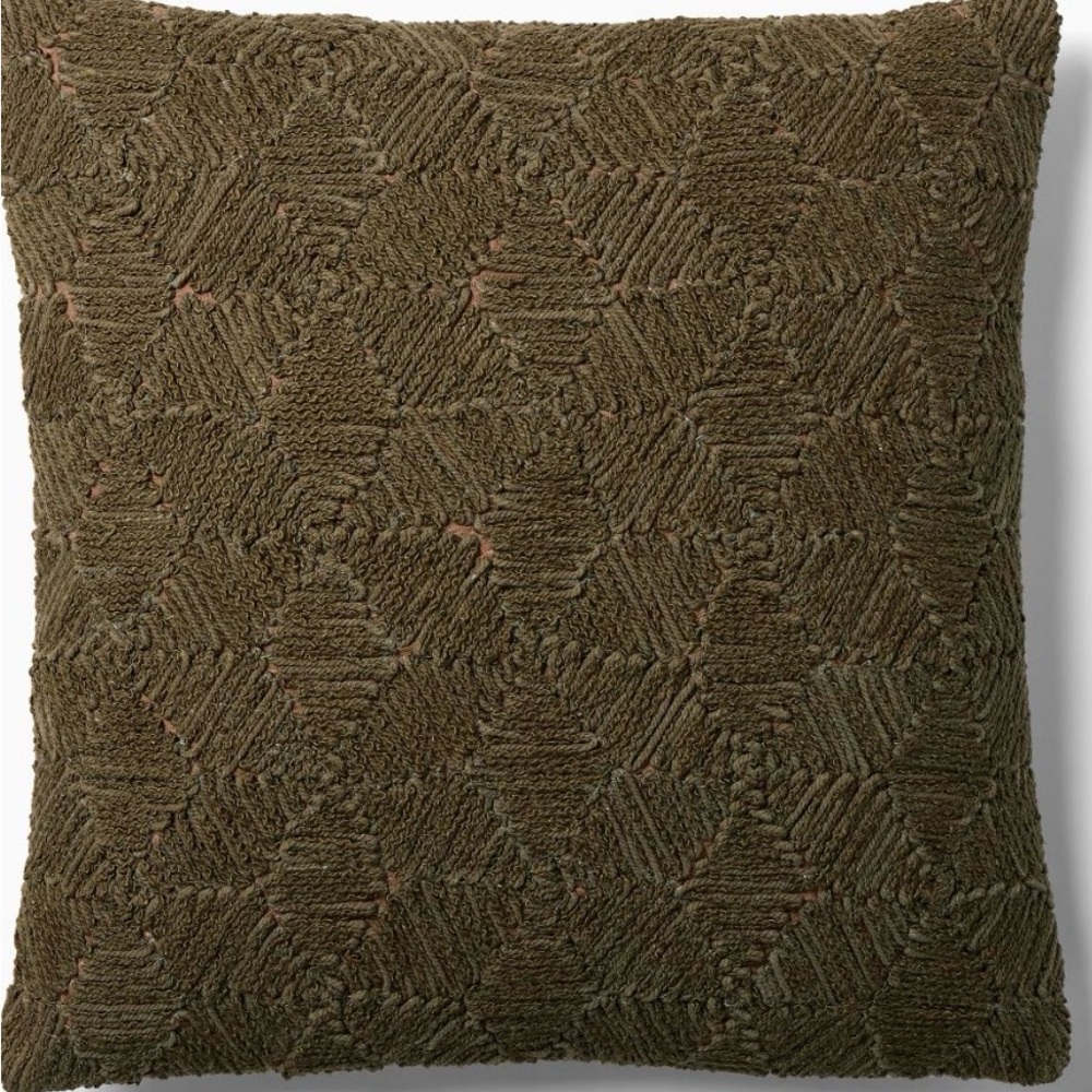 Tiled Snowflake Pillow Cover in Olive Green